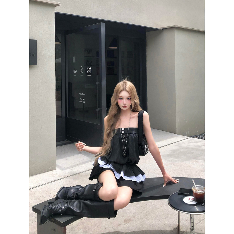 Sweetc/Design-Inspired Striped Retro Tube Top for Women, Summer Pure and Elegant Waist-Cinching Sleeveless Outerwear, Floral Crop Top Sweetc/Design-Inspired Striped Retro Tube Top for Women, Summer Pure and Elegant Waist-Cinching Sleeveless Outerwear, Floral Crop Top