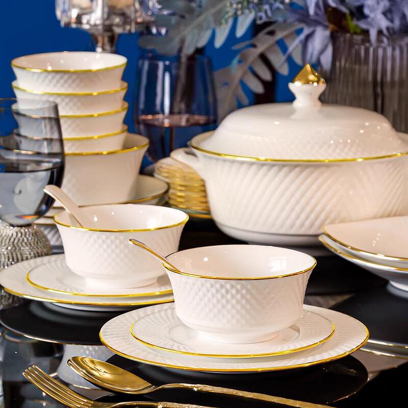 Light Luxury and High-End Ceramic Tableware 2026 New Bowl and Plate Set for Home Use, High-End Dishes, Bowls, and Chopsticks for Moving into a New Home