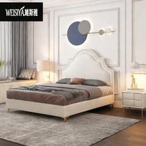American childrens bed girl princess bed solid wood bed single bed light luxury simple boy 1 5 meters 1 35m leather bed