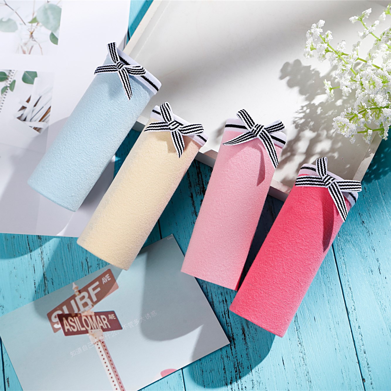 Quần lót cotton nữ Áo khoác cotton nữ ở eo thấp vải cotton thắt nơ trắng kiểu cô gái bán buôn quần chip giấy