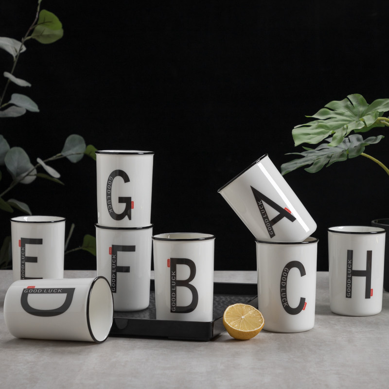 No handle ceramic cup Living room cup set Household water set Digital cup Office 6 cups hot water cold water pot