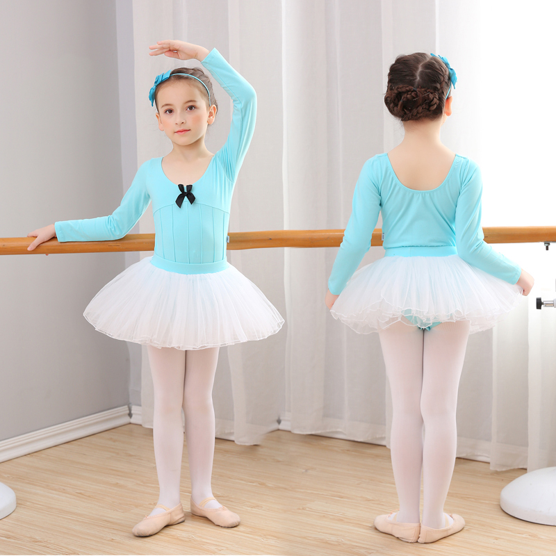 Cô gái múa ba lê váy quần áo trẻ em tập thể dục quần áo mùa đông dài tay cộng với quần áo nhung nhảy trang phục váy fluffy quần áo cho trẻ 14 tuổi nam