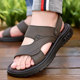 Woodpecker Sandals ຜູ້ຊາຍຊັ້ນທໍາອິດ Cowhide Summer ເກີບຫາດຊາຍແບບທໍາມະດາໃຫມ່ເກີບຫນັງແທ້ Soft Sole ຕ້ານການເລື່ອນຊັ້ນນອກແລະເກີບແຕະ