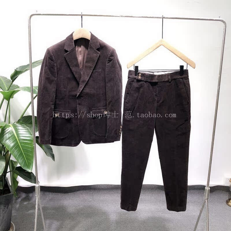 Quạt quý ông 2018 mùa thu và mùa đông mới Anh retro yuppie nam Nhật Bản kinh doanh phù hợp với quần nhung kẻ bộ vest nam