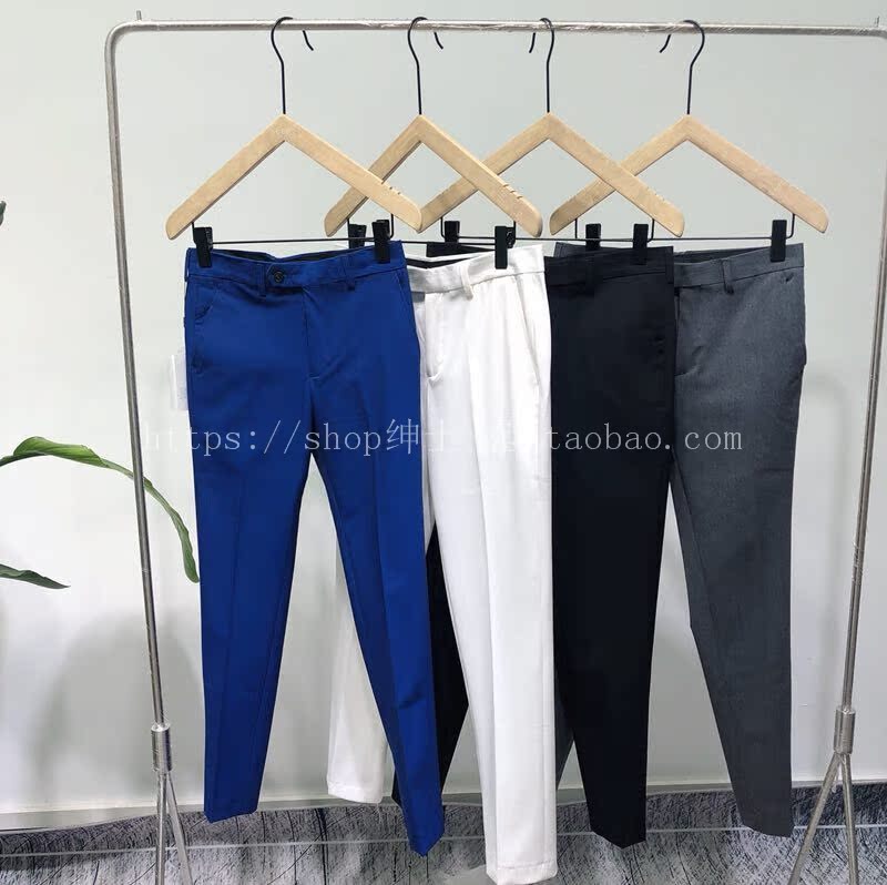 Quạt quý ông 2018 Thời trang mới Nhiều màu hoang dã Hàn Quốc Slim Men Một nút Casual Bộ đồ đơn giản quần kaki