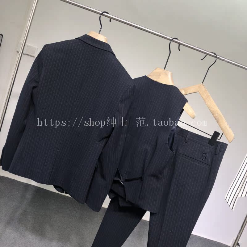 Quạt quý ông 2018 thu đông thời trang mới Anh kinh doanh bình thường phiên bản nam Hàn Quốc của bộ đồ sọc tự canh bộ vest nam trẻ trung