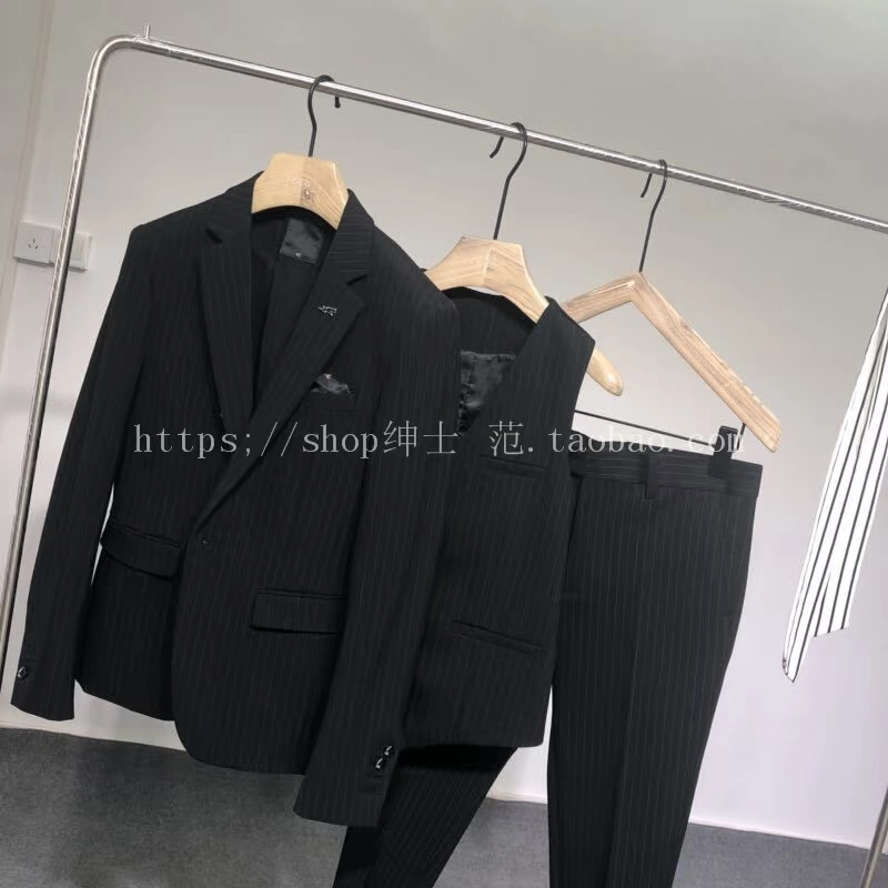 Quạt quý ông 2018 thu đông thời trang mới Anh kinh doanh bình thường phiên bản nam Hàn Quốc của bộ đồ sọc tự canh quần dài nam