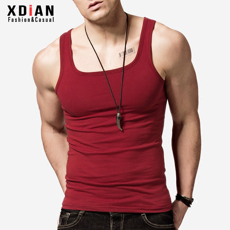 Spiritual society guy square collar vest men's tight-fitting fitness self-cultivation young students Korean version trend summer tide brand cotton