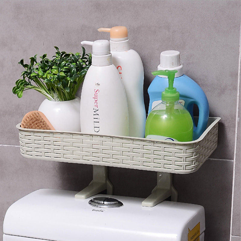 Creative no-mark wall-mounted dressing room toilet upper shelf Toilet Bathroom bathroom-free Perforated Debris containing shelf