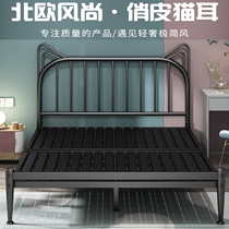 Cat earthen iron art bed 1 2 m 1 5 m princess bed linen minimalist children double European style iron frame modern 1 8m