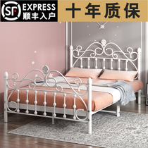 Modern Minimalist iron bed 1 5 m double 1 8 children iron bed net Red Princess iron frame Nordic single 1 2m