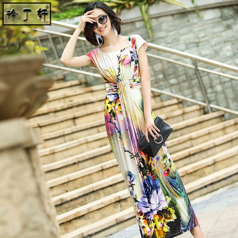 Bohemian váy dài mùa hè đến mắt cá chân 2021 phụ nữ mới cộng với kích thước mỏng tính khí mopping váy đầm - Váy dài