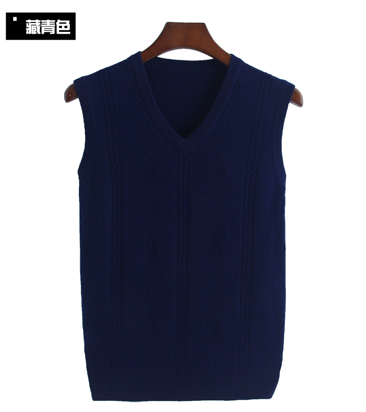 Mùa xuân và mùa thu mới trung niên áo len nam vest vest cổ chữ V áo len trung niên