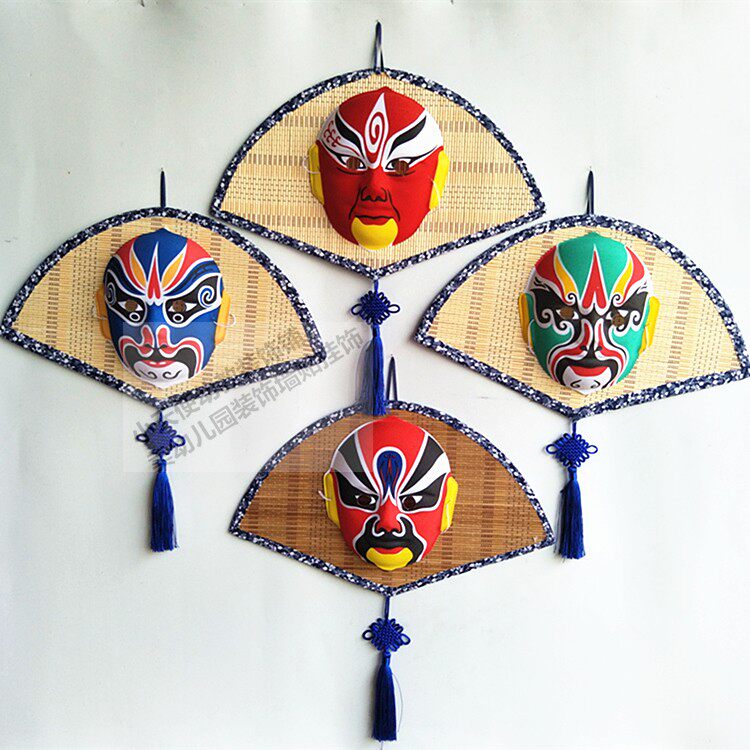 Kindergarten shopping mall indoor and outdoor bamboo decorations Classroom environment decoration DIY ethnic style fan hanging ornaments