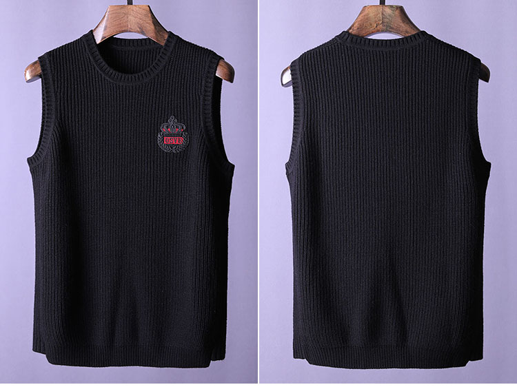 Mùa thu và mùa đông nam cổ tròn màu dệt kim vest thanh niên Tự trồng kinh doanh áo len giản dị vest nam áo khoác len dáng dài hàn quốc