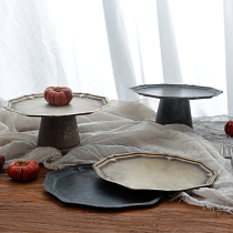 Retro floral side doing old iron art trays High foot bread Fruit pan with tray Calm Food Shooting Dessert Terrace