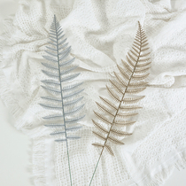Golden silver simulation green plant fern leaves pine branches and leaves wedding retro stage decoration ornaments photography props