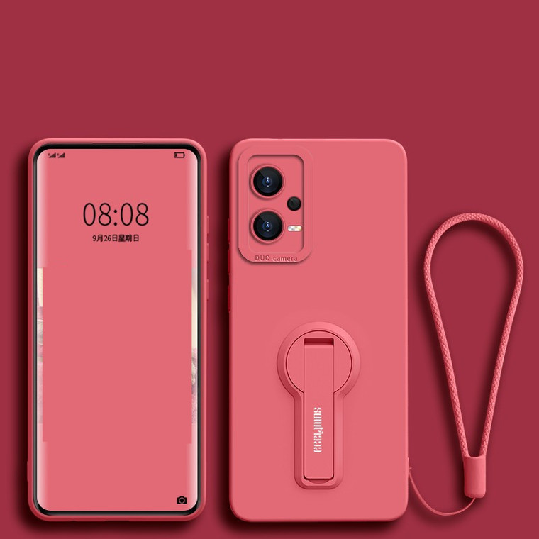 Matte Silicone Kickstand With Wrist Lanyard Strap Note 12, Note 12 Pro, Note 12 Pro+ Phone Case