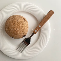 FCMJ Japanese Beech handle spoon Fork ins Wind Net red photo props face value as dessert fork spoon