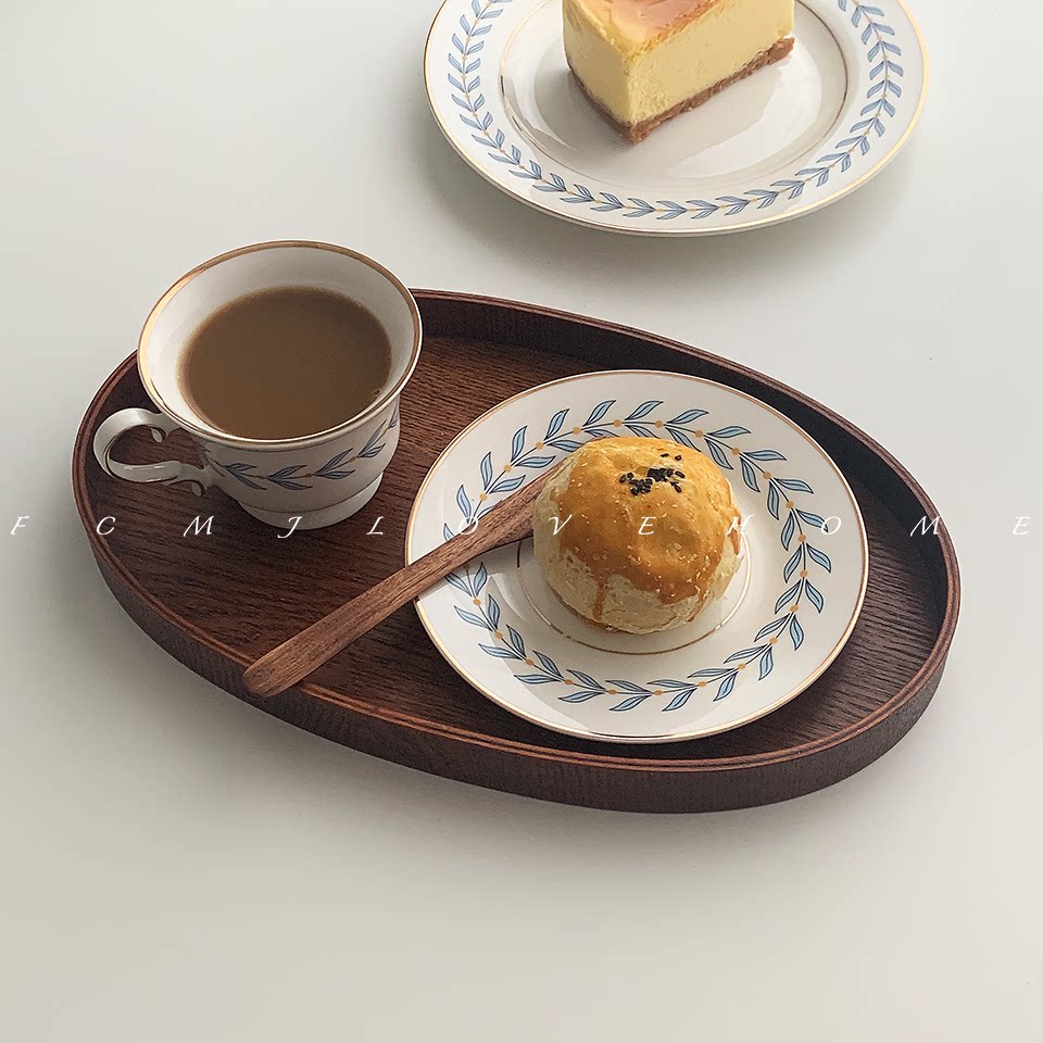 FCMJ Japanese-style solid wood meal tray storage tray water cup teapot tray cafe tray breakfast tray