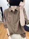 文艺复古宽松纯棉短袖衬衫女夏季时尚减龄polo领条纹五分袖上衣潮