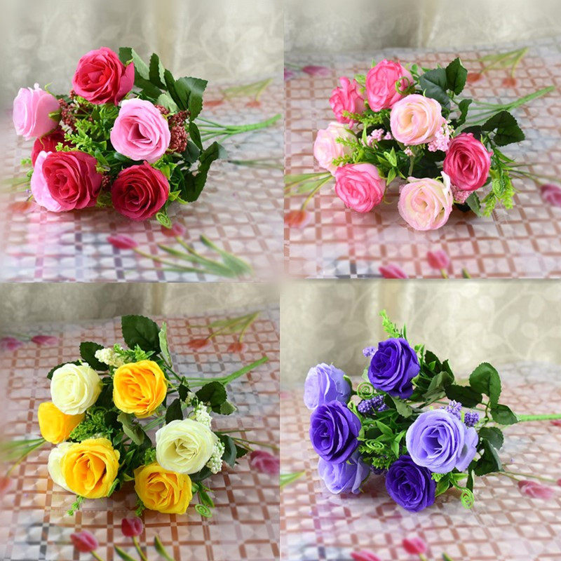 Single-branch fake flower simulation rose flower decoration floral flower flower arrangement plastic flowers small bouquet of flower bouquet games to perform props flower