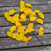 Single yellow ginkgo leaf plastic over glue fake branches Real Estate outdoor Big Tree autumn decoration ginkgo leaf