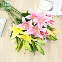 Single simulation long rod lily flower fake flower home decoration simulation flower plastic flower artificial flower plant Lily decorative flower