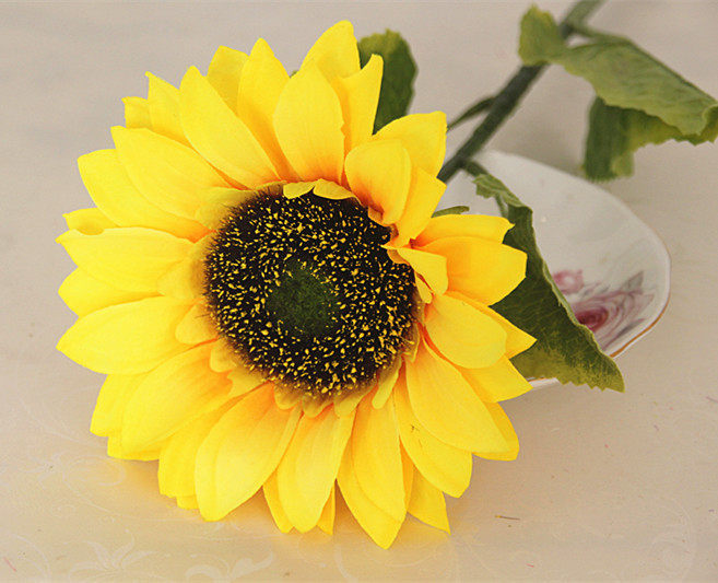 Single-branch single-head simulation sunflower false flower simulation flower plastic flower ground simulation sunflower decoration flower silk flower
