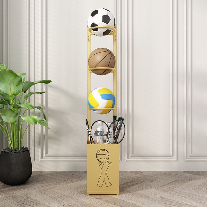 New Home Indoor Leaning Against Wall Basketball Containing Layer Rack Kindergarten Children's Ball Shelve Badminton Racket Containing Basket