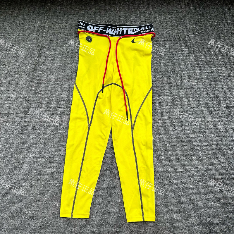 Authentic Nike X Off-White Collaboration Women's Tight-Fitting Quick-Drying Stretch Nine-Point Pants Cn5574