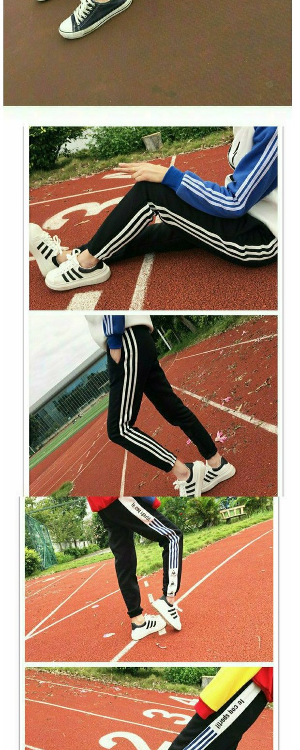 Quần thể thao nữ học sinh phiên bản Hàn Quốc lỏng lẻo quần mùa thu đông 2018 mới quần harem eo cao cộng với nhung quần bò nữ