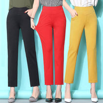 Summer Thin mom casual pants tightness waist straight drum pants high waist elastic in old age 90% Pants Loose big code
