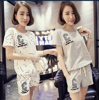 夏新款衣服短袖短裤少女孩学生训练健身服瑜伽服休闲运动两件套装