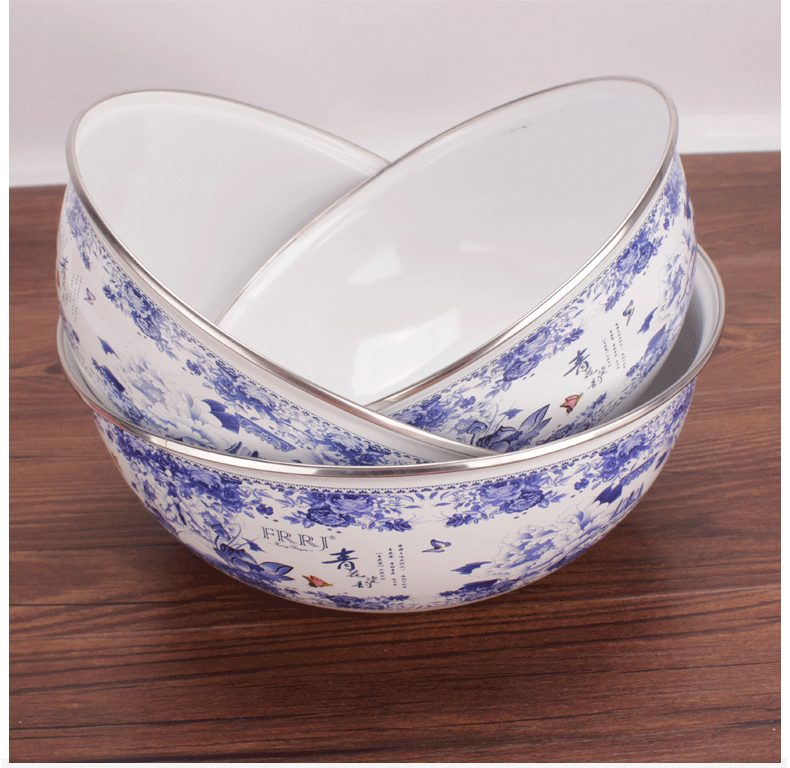 Enamel Enamel porcelain porcelain preservation bowl bowl with cover Enamel soup bowl mercifully rainbow such as to use the refrigerator to use of Enamel preservation bowl