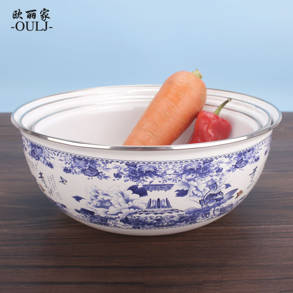 Enamel Enamel porcelain porcelain preservation bowl bowl with cover Enamel soup bowl mercifully rainbow such as to use the refrigerator to use of Enamel preservation bowl