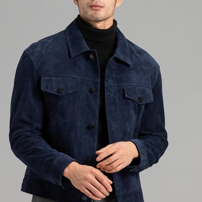 Big Brand Same Style South African Imported Mixed Goat Leather Suede Denim Leather Jacket Genuine Leather Coat for Men