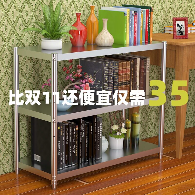 Stainless steel kitchen shelf rack 3 layers thickened shelf rack hotel kitchenware storage microwave rack
