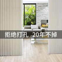  Punch-free folding door sliding door Kitchen living room bathroom invisible hanging rail sliding door Indoor door partition free installation