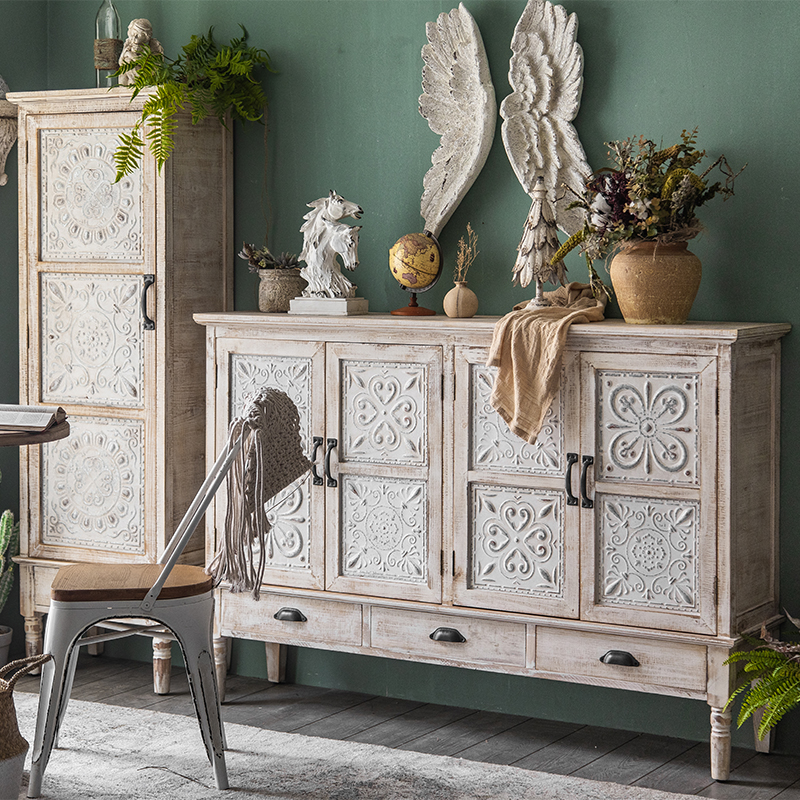 American retro modern solid wood Hyun Guan Cabinet Making Old Cockpit Dining Cabinet Folk Juku Innate Decoration Bohemian Shoes Cabinet