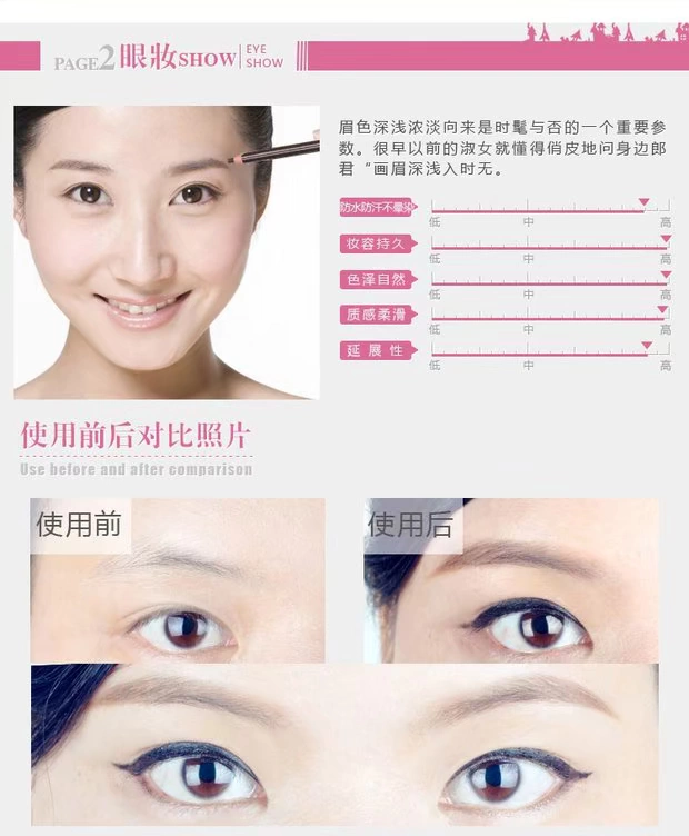 Hengsi kéo đường kẻ mắt không thấm nước bút chì Bút kẻ mắt không quầng 1818 cà phê đen xé giấy bút - Bút chì lông mày / Bột / Stick bột vẽ chân mày
