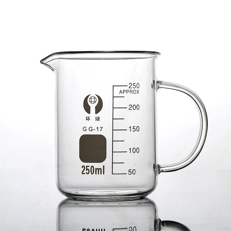 带柄玻璃烧杯 具柄烧杯 玻璃烧杯带把手250ml 500ml刻度烧杯 包邮