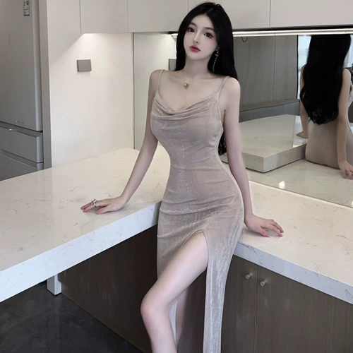 Цветное платье, сексуальная длинная юбка, 11 года, высокий воротник, эффект подтяжки, с открытой спиной