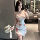 Платье, сексуальная летняя юбка, сумка, мини-юбка, цветочный принт, французский стиль, с акцентом на бедрах