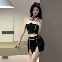 Летний сексуальный топ без лямок, бюстгальтер-топ, военно-морская мини-юбка, комплект, шапка, популярно в интернете