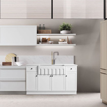 Nordic American kitchen 30-inch ceramic sink vegetable wash basin semi-embedded open cabinet