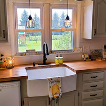  American modern household kitchen ceramic sink Old-fashioned front semi-embedded vegetable sink Farmhouse sink