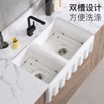  Fireclay 33 inch modern farmhouse kitchen retro single and double sink front old-fashioned household ceramic vegetable wash basin