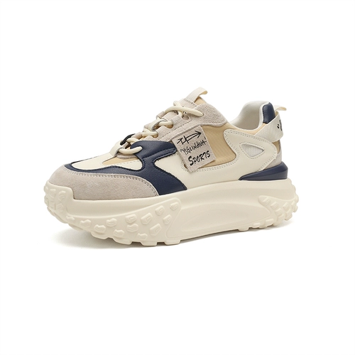 Высокая весенняя спортивная обувь на платформе для отдыха, белая обувь, из натуральной кожи