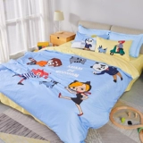 Мультяшный детский хлопковый комплект, покрывало, 4 предмета